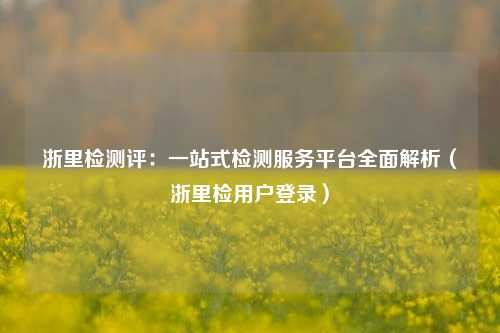 浙里检测评：一站式检测服务平台全面解析（浙里检用户登录）