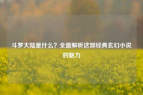 斗罗大陆是什么？全面解析这部经典玄幻小说的魅力